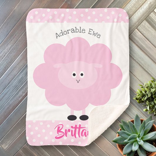 Couverture Sherpa Agneau rose mignon Bébé Fille Chic Adorable Nom Ew