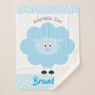 Couverture Sherpa Agneau Turquoise Baby Boy Adorable Ewe Nom du scri