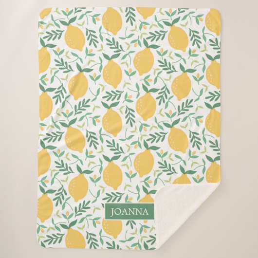 Couverture Sherpa Agriturismo Citrus Lemon Motif Monogramme (Devant)