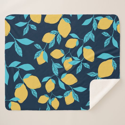Couverture Sherpa Agrumes simples : citrons sur le bleu. (Devant (Horizontal))