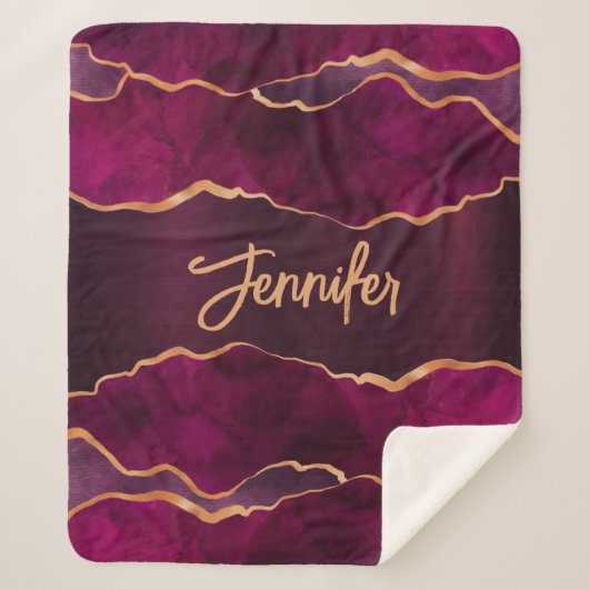 Couverture Sherpa Aigle en or violet de Bourgogne nom (Devant)