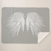 Couverture Sherpa AILES ANGEL Initiales Mariages Élégant gris (Devant (Horizontal))