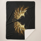 Couverture Sherpa Ailes d'Ange d'or sur arrière - plan noir (Devant)