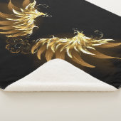 Couverture Sherpa Ailes d'Ange d'or sur arrière - plan noir (3/4)
