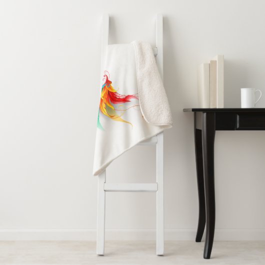 Couverture Sherpa Ailes fluffy arc-en-ciel (En situation)