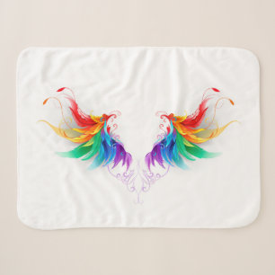 Couverture Sherpa Ailes fluffy arc-en-ciel