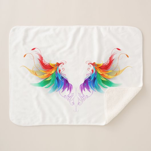 Couverture Sherpa Ailes fluffy arc-en-ciel (Devant (Horizontal))
