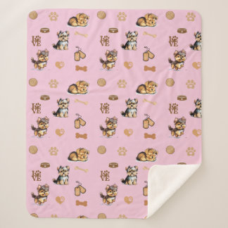 Couverture Sherpa Aimer Mon Yorkie Rose