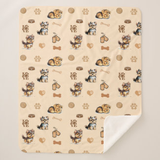 Couverture Sherpa Aimer Mon Yorkie Tan