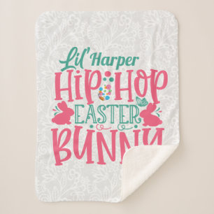 Couverture Sherpa AJOUT PERSONNALISÉ NOM Lil Hip hop Lapin de Pâques