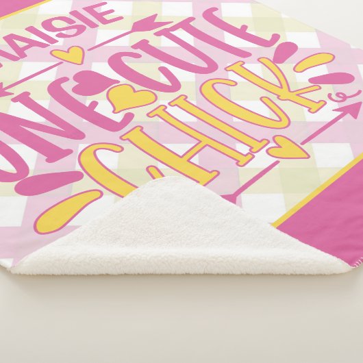 Couverture Sherpa AJOUT PERSONNALISÉ NOM Un mignon Chick Rose Jaune (3/4)