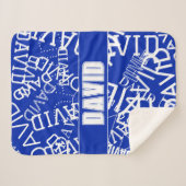 Couverture Sherpa Ajouter n'importe quel nom, nom collage En bleu & (Devant (Horizontal))
