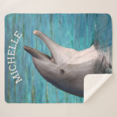 Couverture Sherpa Ajouter Votre Nom Sourire Dauphin Photo (Devant (Horizontal))