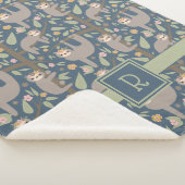 Couverture Sherpa Ajoutez votre motif floral | mignon initial de (3/4)