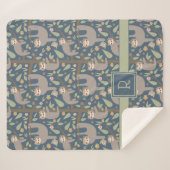 Couverture Sherpa Ajoutez votre motif floral | mignon initial de (Devant (Horizontal))
