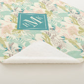 Couverture Sherpa Ajoutez votre motif floral moderne du monogramme | (3/4)