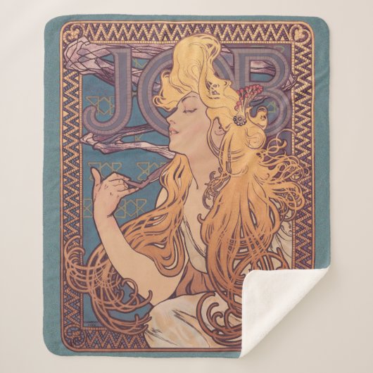 Couverture Sherpa Alfonse Mucha Job Art Nouveau femme (Devant)