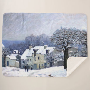 Couverture Sherpa Alfred Sisley Place du Chenil à Marly, neige