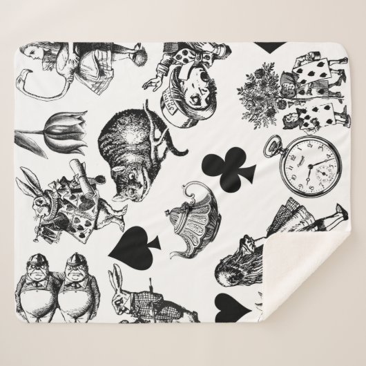 Couverture Sherpa Alice White Rabbit Wonderland Classic (Devant (Horizontal))