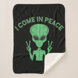 Couverture Sherpa Alien Vert Je Viens En Paix OVNI Extraterrestre