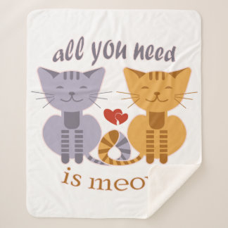 Couverture Sherpa All you need is meow Valentine cats