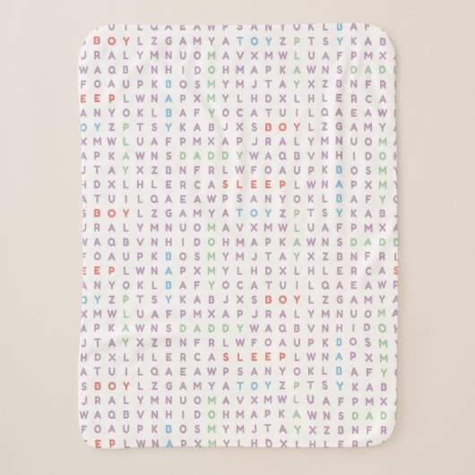 Couverture Sherpa Alphabet ABC garçons bébé Douces couleurs chaudes (Devant)