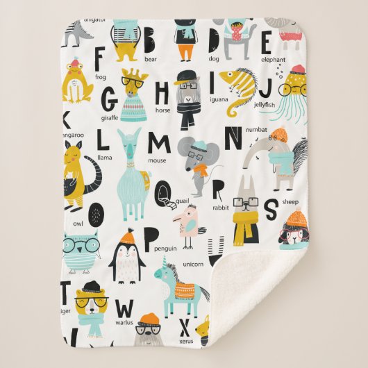 Couverture Sherpa Alphabet animal mignon | Certains Ont Des Casquett (Devant)