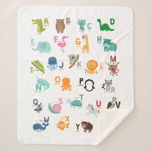 Couverture Sherpa Alphabet de doodle animal (Devant)
