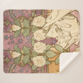 Couverture Sherpa Alphonse Mucha Elegant Art Nouveau Stars Camellia (Devant (Horizontal))