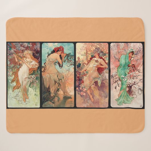 Couverture Sherpa Alphonse Mucha, Les Quatre Saisons (1896) (Devant (Horizontal))