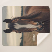 Couverture Sherpa Amant Cheval Personnalisé Sherpa Blanket Cadeau Éq (Devant (Horizontal))