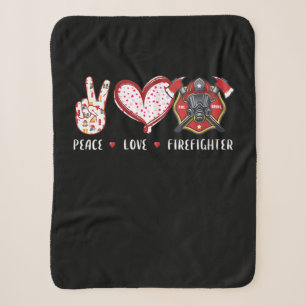 Couverture Sherpa Amateurs de pompiers Peace Love Cadeaux pompiers