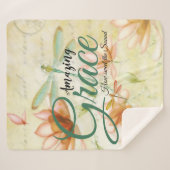 Couverture Sherpa Amazing Grace Flowers and dragonfly (Devant (Horizontal))