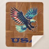 Couverture Sherpa American Flag Eagle Rustic Sherpa Blanket (Devant)