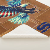 Couverture Sherpa American Flag Eagle Rustic Sherpa Blanket (3/4)