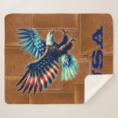 Couverture Sherpa American Flag Eagle Rustic Sherpa Blanket (Devant (Horizontal))