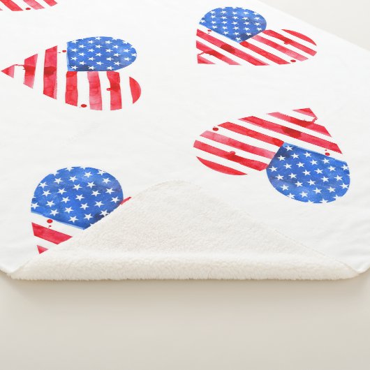 Couverture Sherpa American Flag Hearts Aquarelle en toute transparen (3/4)