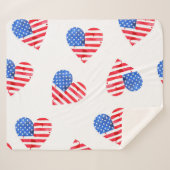 Couverture Sherpa American Flag Hearts Aquarelle en toute transparen (Devant (Horizontal))