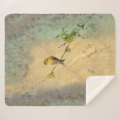 Couverture Sherpa American Gold Finch sur Branche jaune vert (Devant (Horizontal))