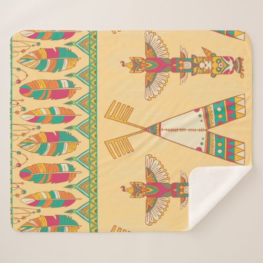 Couverture Sherpa Amérindiens amérindiens sans couture pat (Devant (Horizontal))