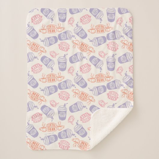 Couverture Sherpa AMIS™ | Pastel Central Perk Motif (Devant)