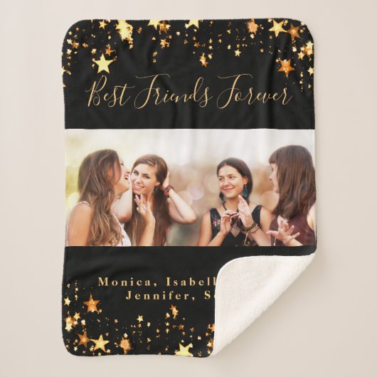 Couverture Sherpa Amis pour toujours BFF noir or photo (Devant)