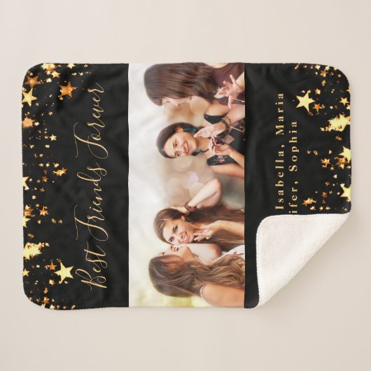 Couverture Sherpa Amis pour toujours BFF noir or photo (Devant (Horizontal))
