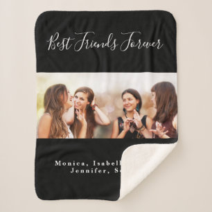 Couverture Sherpa Amis pour toujours BFF photos noir