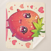 Couverture Sherpa Amour aux fraises adorable (Devant)