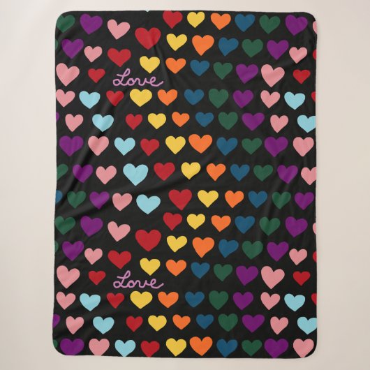 Couverture Sherpa Amour avec arc-en-ciel de cœurs (Devant)