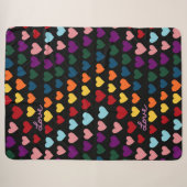 Couverture Sherpa Amour avec arc-en-ciel de cœurs (Devant (Horizontal))
