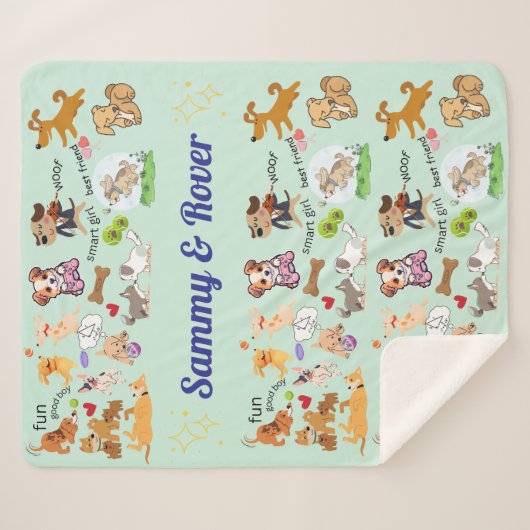 Couverture Sherpa Amour Doggie personnalisé pour vous ou votre enfan (Devant (Horizontal))