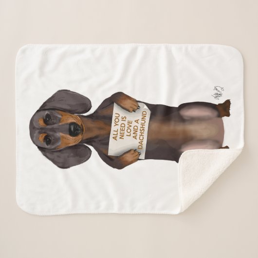 Couverture Sherpa Amour et Dachshund (Devant (Horizontal))