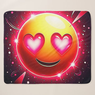 Couverture Sherpa Amour Étincelle Coeurs Emoji